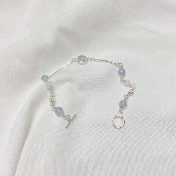 《海的女兒》水晶手鍊 海藍寶 葡萄石 綠幽靈 粉晶 草莓晶 金髮晶 月光石 925銀