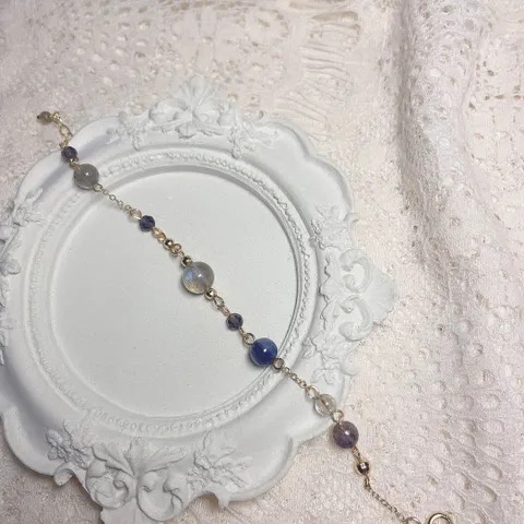 《第三隻眼》水晶手鍊 堇青石 拉長石 藍晶石 美國14k注金 一般包金