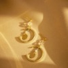 light系列《月緣》水晶耳環 白水晶 磷灰石 草莓晶 月光石 一般包金