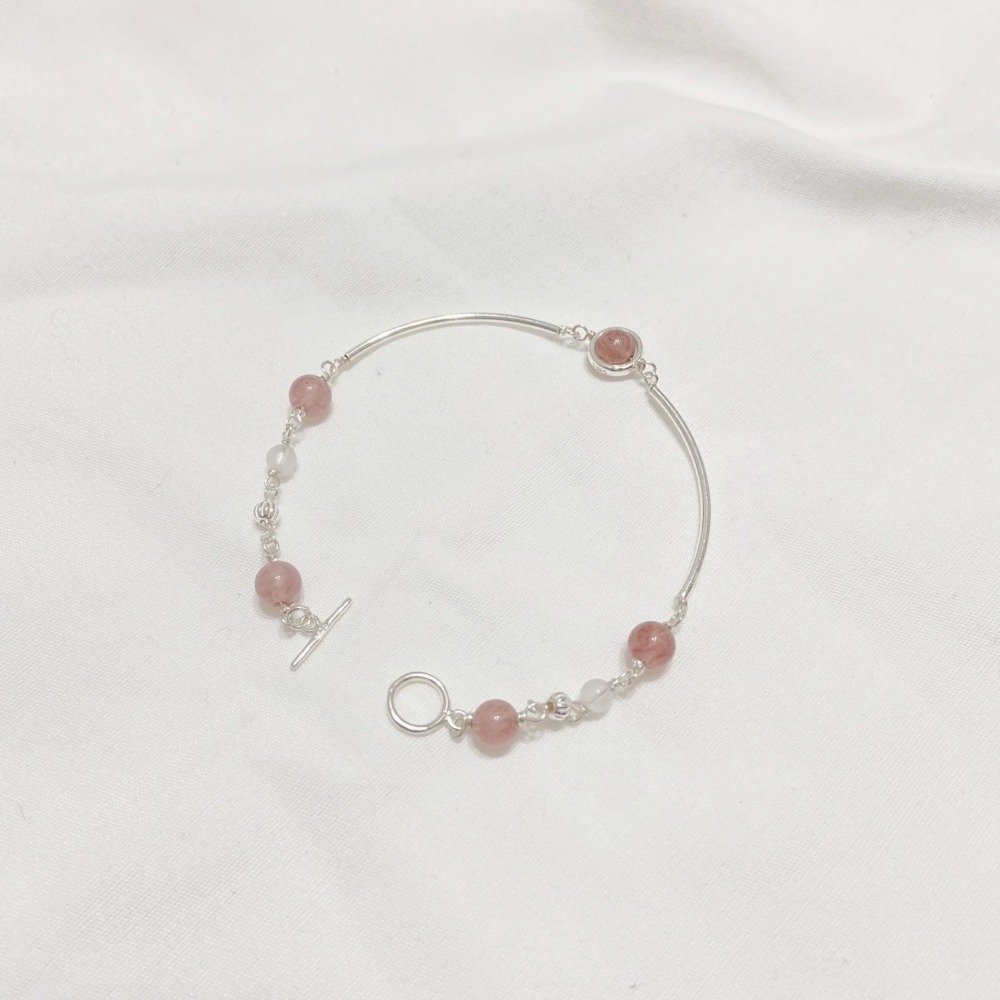 《海的女兒》水晶手鍊 海藍寶 葡萄石 綠幽靈 粉晶 草莓晶 金髮晶 月光石 925銀