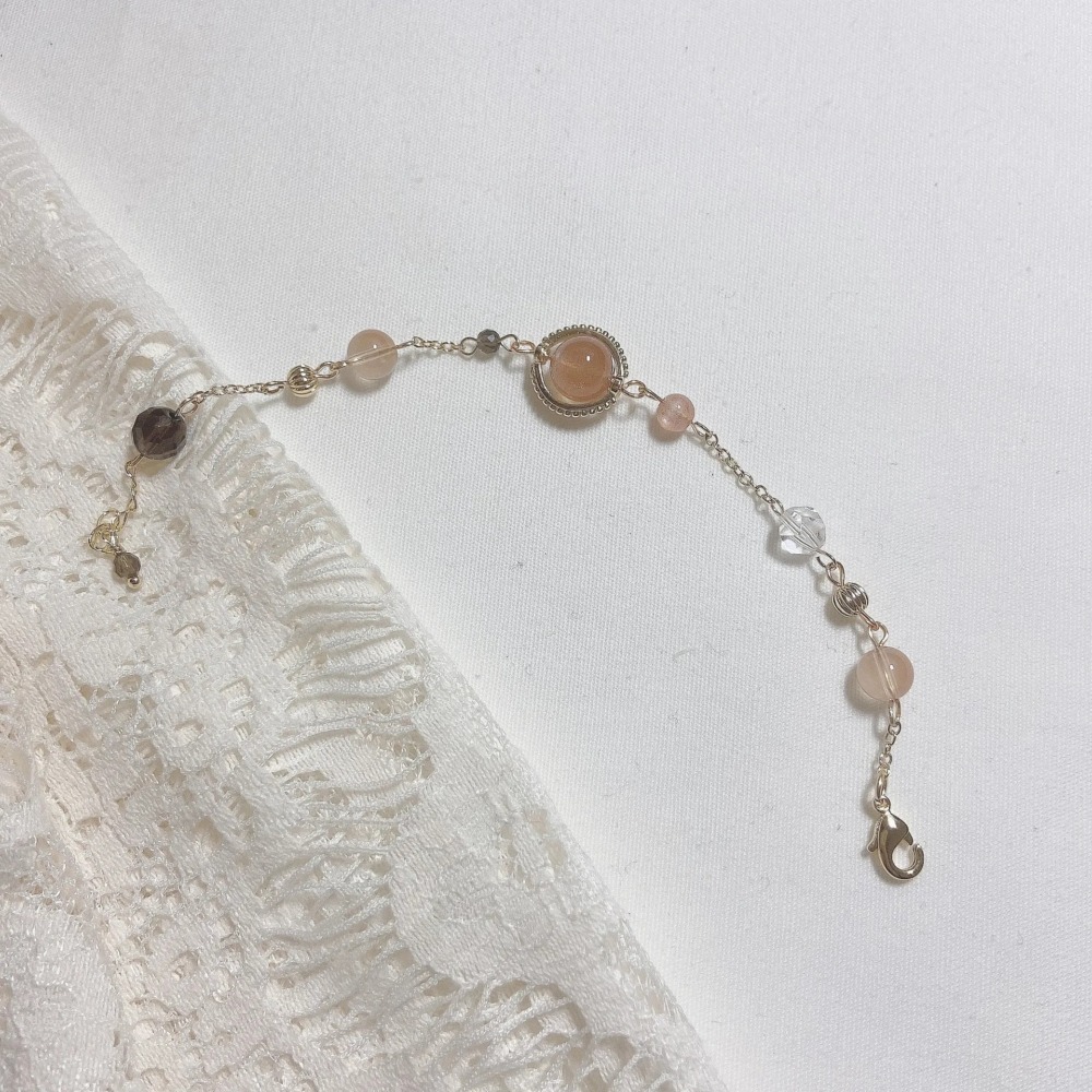 《暖暖》水晶手鍊 太陽石 紅兔毛 茶晶 白水晶 水晶手鏈 一般包金